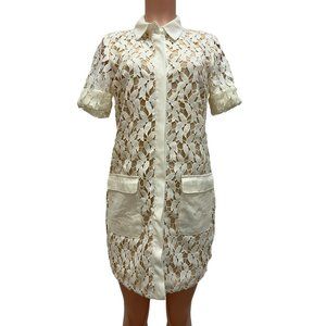 226. Greylin Embroidered Pocket Dress Cream Medium